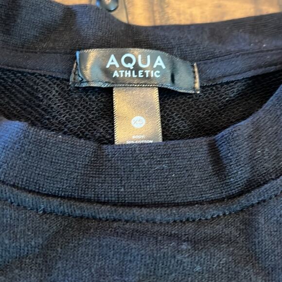 Aqua Crewneck Scalloped Edge Waist Athleisure Sweatshirt NEW Size XSmall - Picture 6 of 7